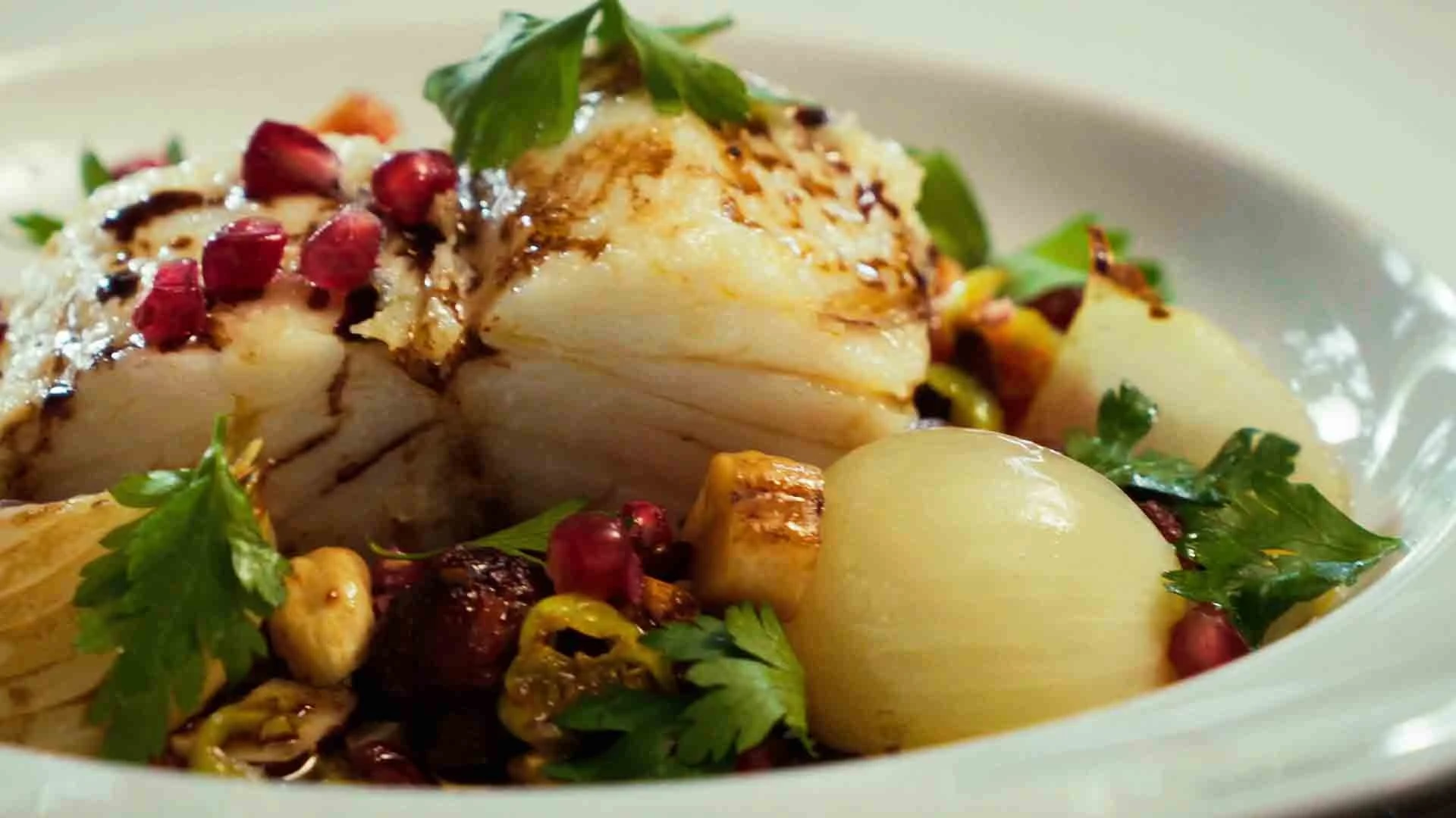 Bacalhau Confitado com Romã