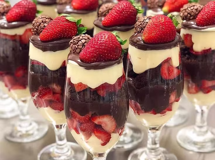 Taça de Ninho com Brigadeiro e Morangos