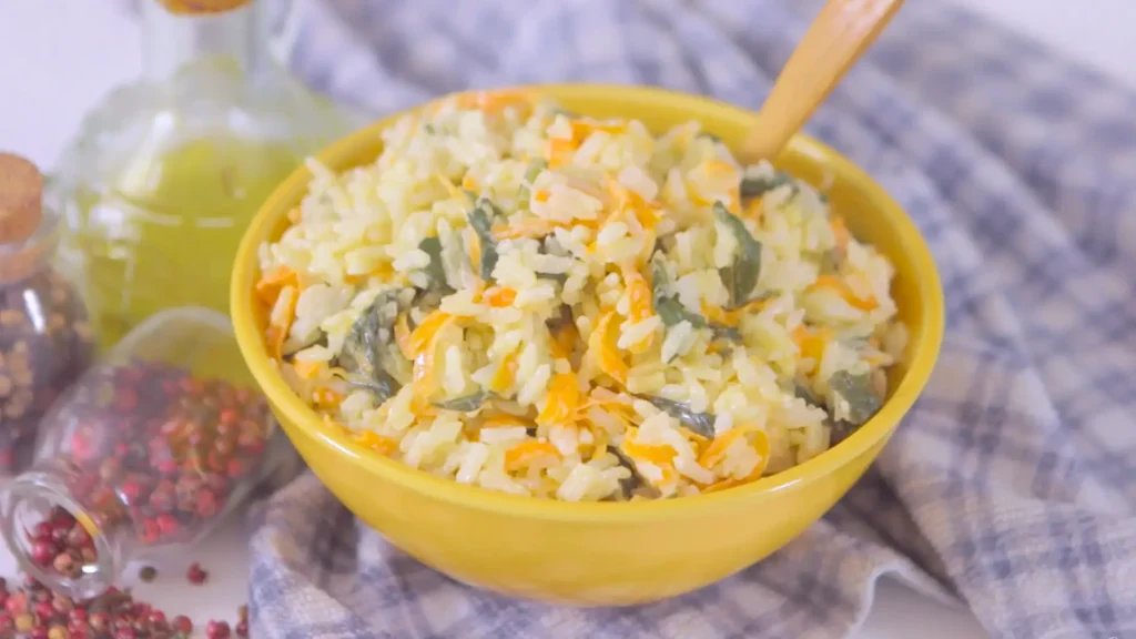 Arroz Cremoso com Espinafre e Cenoura
