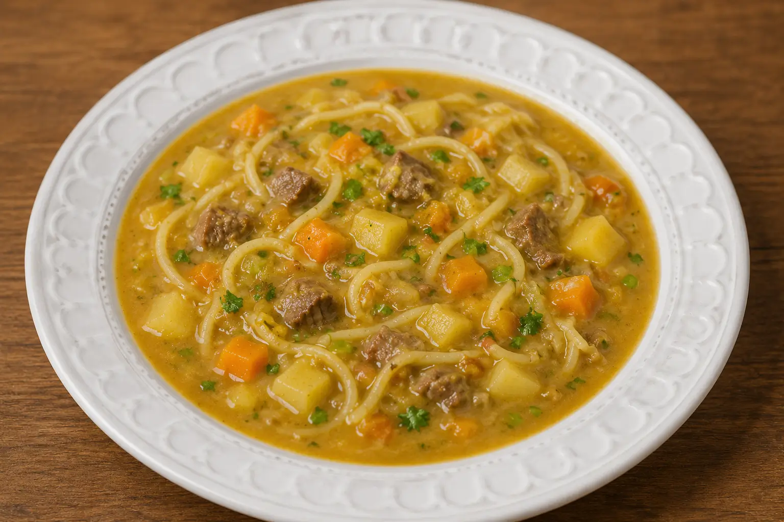 Sopa de feijiao com macarrão e legumes