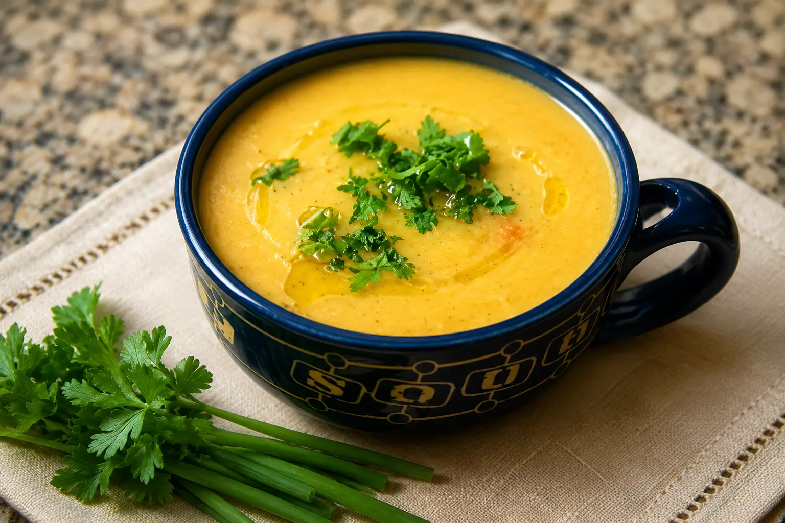 Sopa de mandicoa srvida quente